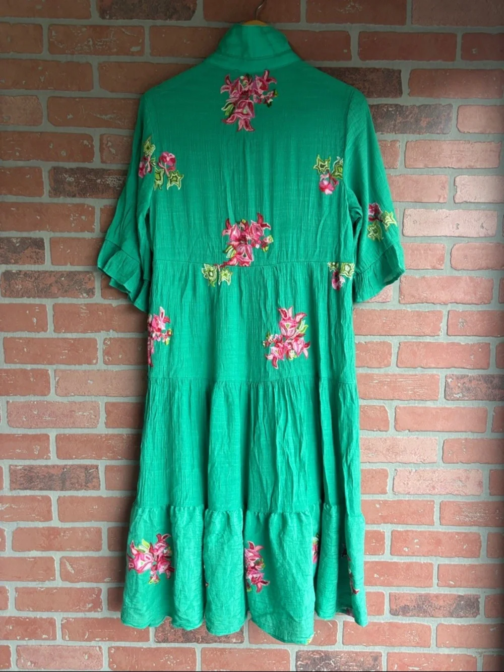 Figueroa & Flower Embroidered Floral Tiered Midi Dress Size L